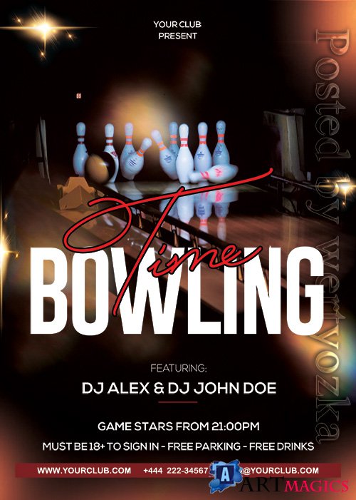 Bowling Time - Premium flyer psd template