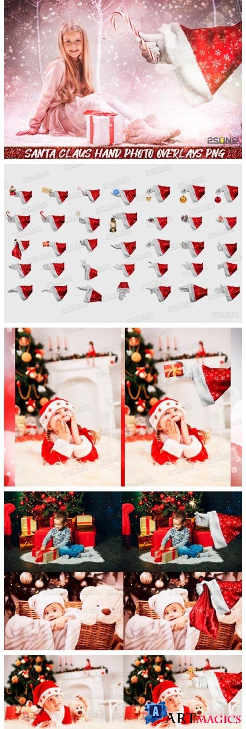 Christmas overlays Santa Claus Hand clipart png Photoshop - 411077