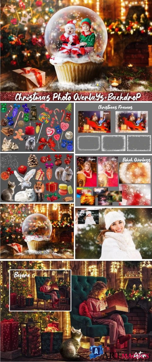 67 Christmas, overlays, photoshop PNG backdrop snow globe - 410314
