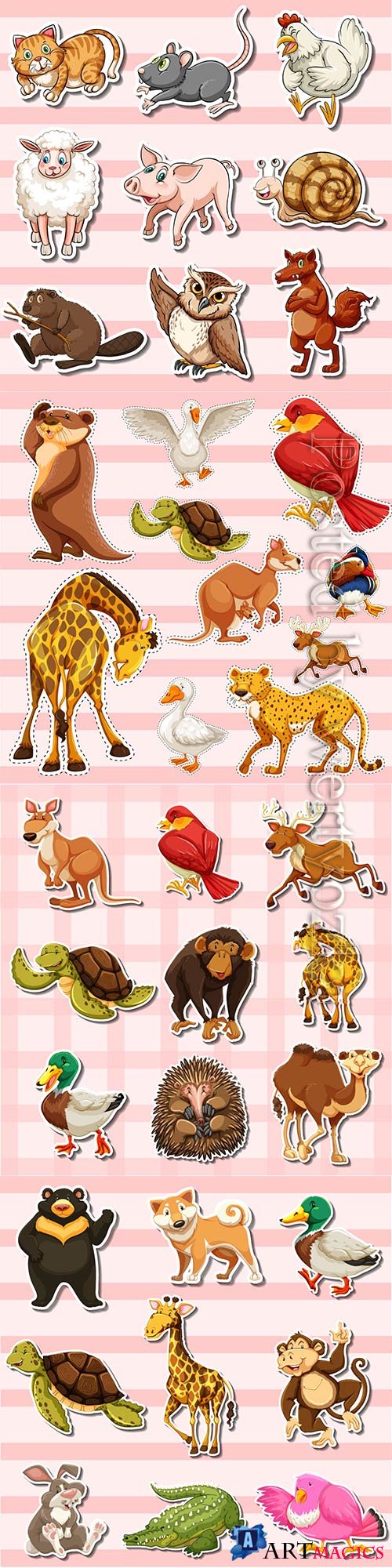Sticker set with cute animals # 4