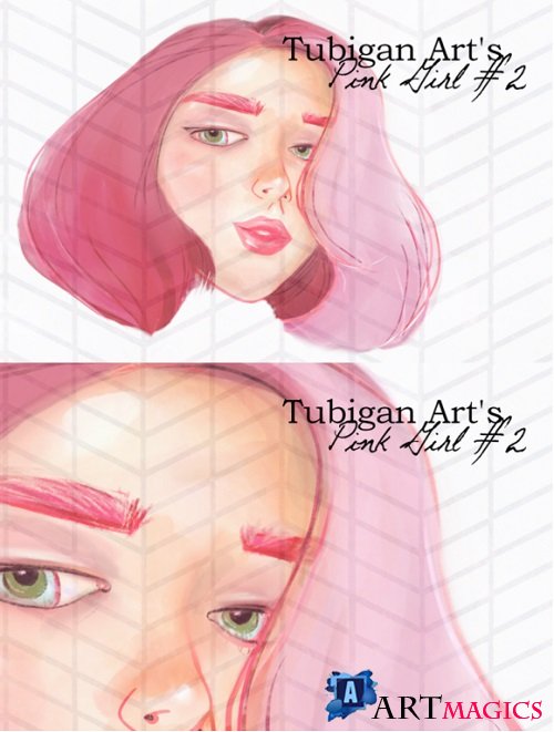 Illustration of a Girl in Pink Artsy #2
