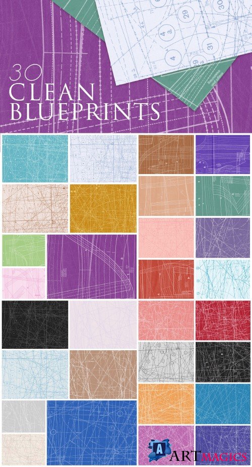 30 Clean Fabric Blueprint Paper Textures