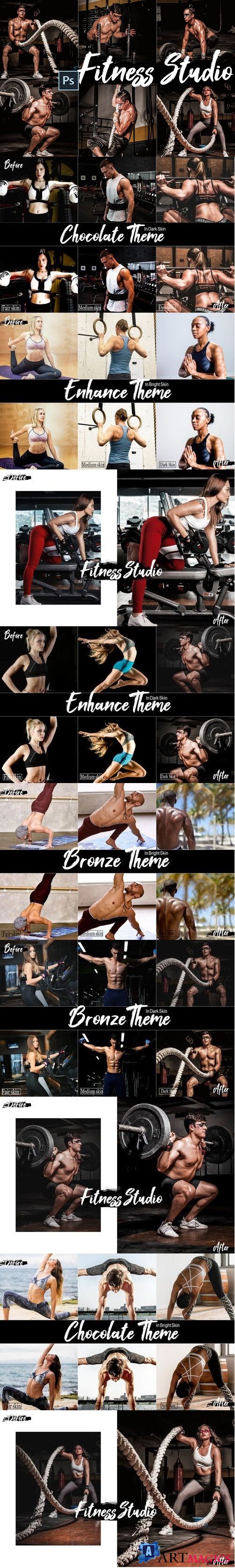 18 Fitness Studio Photoshop Actions, ACR and LUT presets - 417837