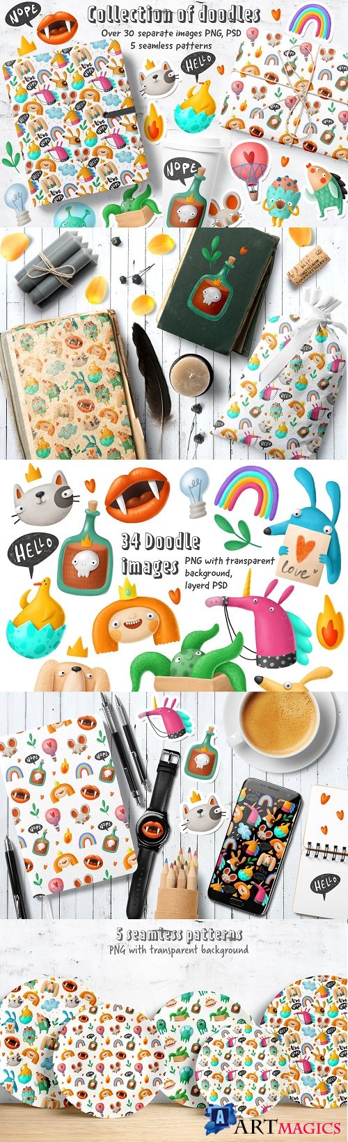 Collection of doodles - 2976709 - Cartoon Doodles Clipart