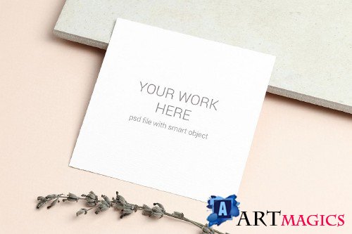 Card mockup with lavender - 417099