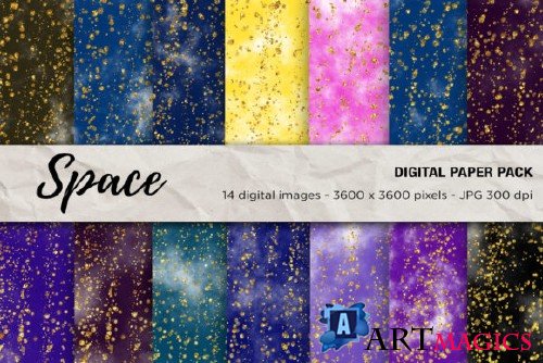Space Digital Papers, Galaxy Background