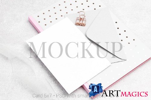 Card mockup with notebook - 417776