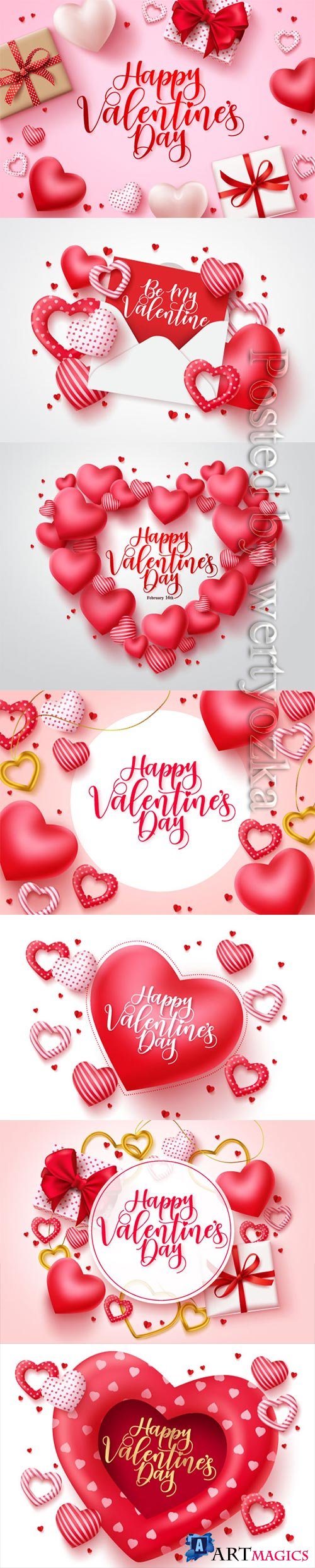 Happy Valentine's Day, vector hearts of couples in love # 2