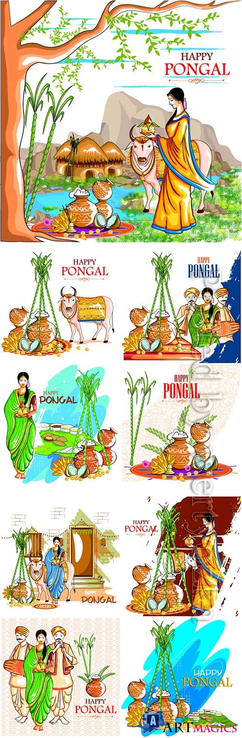 Happy Pongal festival of Tamil Nadu India background