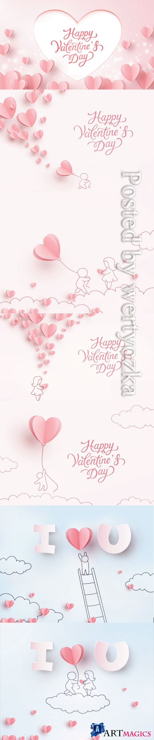 Happy Valentine's Day, vector hearts of couples in love # 18