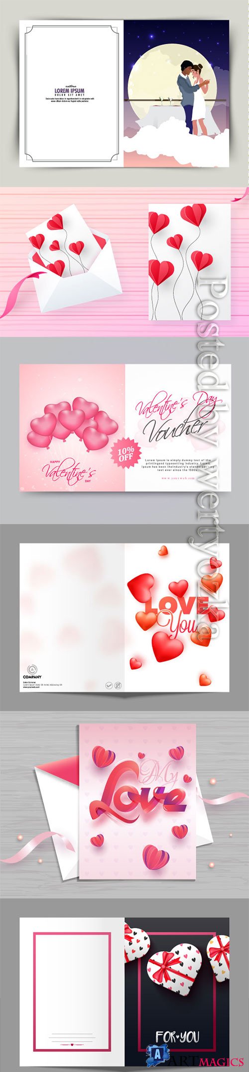 Happy Valentine's Day, vector hearts of couples in love # 15