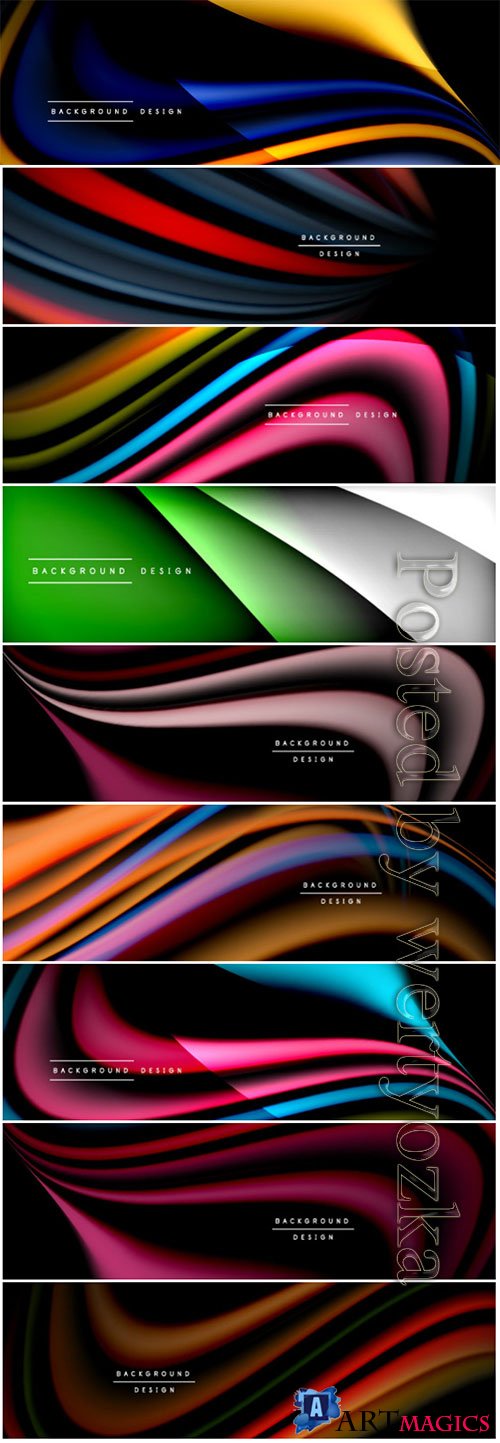 Wave lines and shapes in color vector banner background