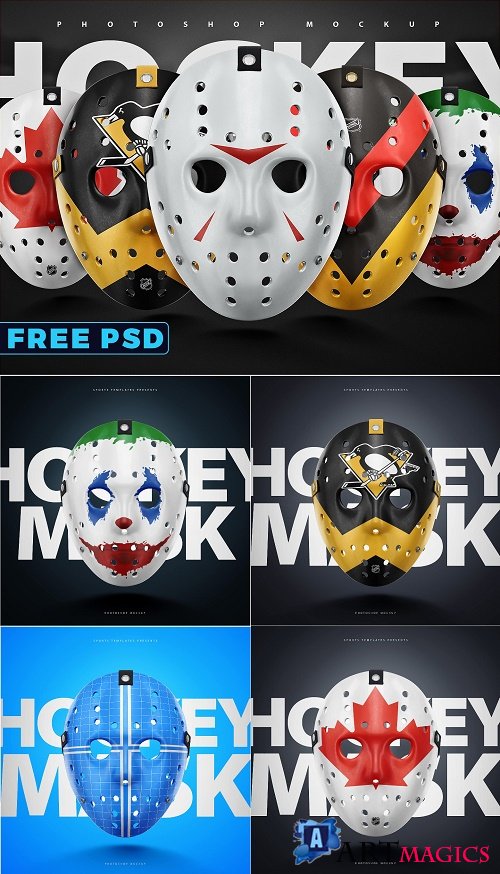 Hockey Face Mask PSD mockup - 4358649