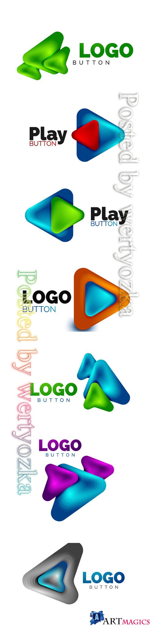 Arrow logo template, play or download button logotype template