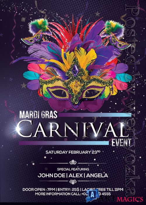 Mardi Gras Carnival - Premium flyer psd template