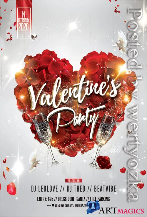 Love Affair Valentines Party  - Premium flyer psd template