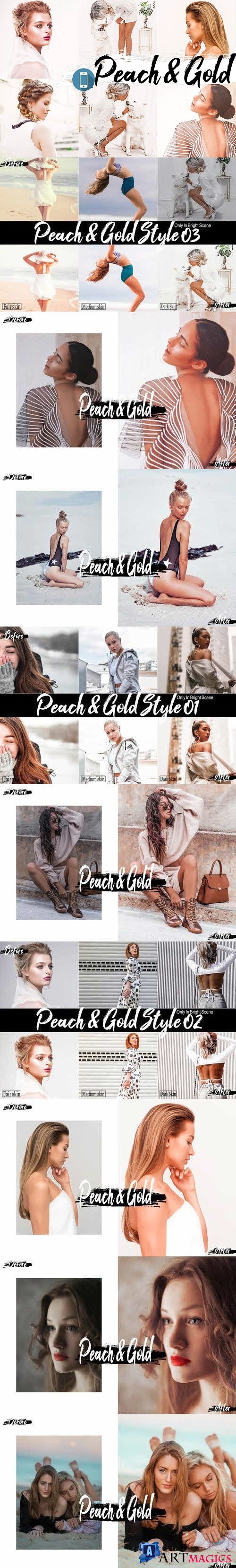 09 Peach & Gold Mobile Lightroom Presets, Orange photography - 422080