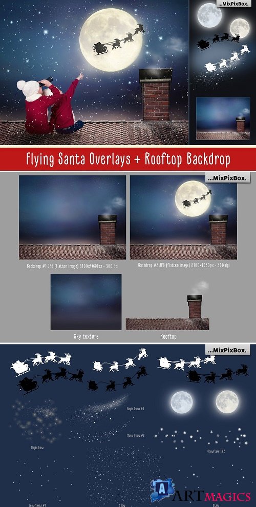 Flying Santa Overlays - 4279633