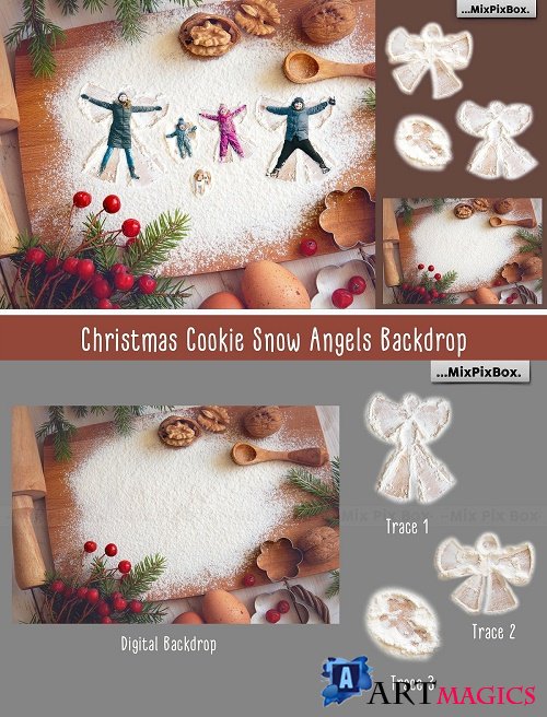 Christmas Cookie Snow Angel Backdrop - 4352522