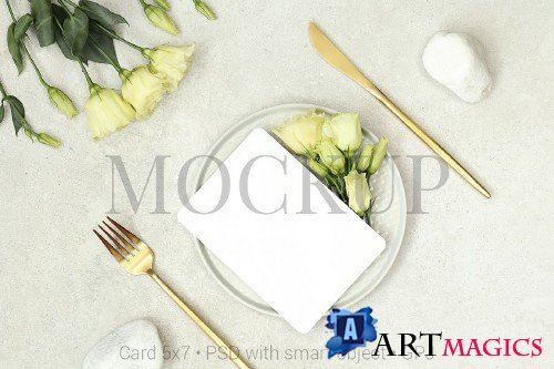 Mockup wedding card with flowers & FREE BONUS - 420984