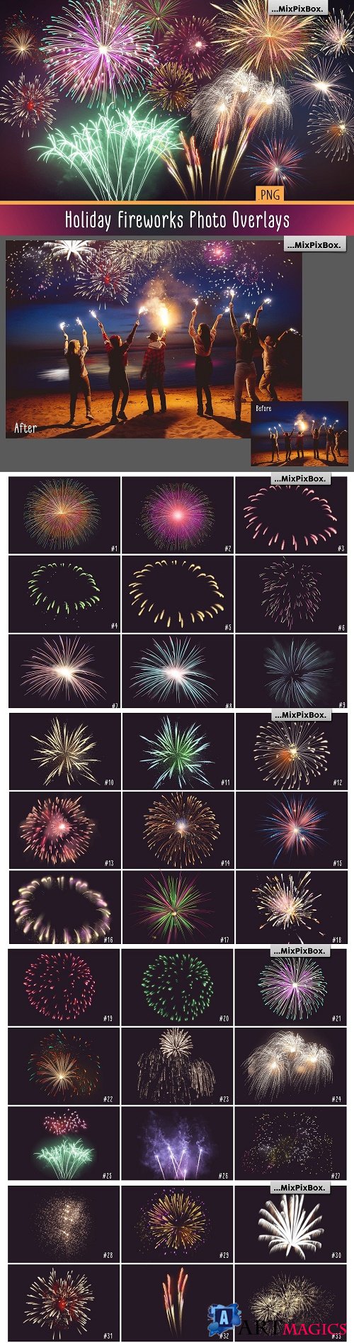 Holiday Fireworks Photo Overlays - 4137068
