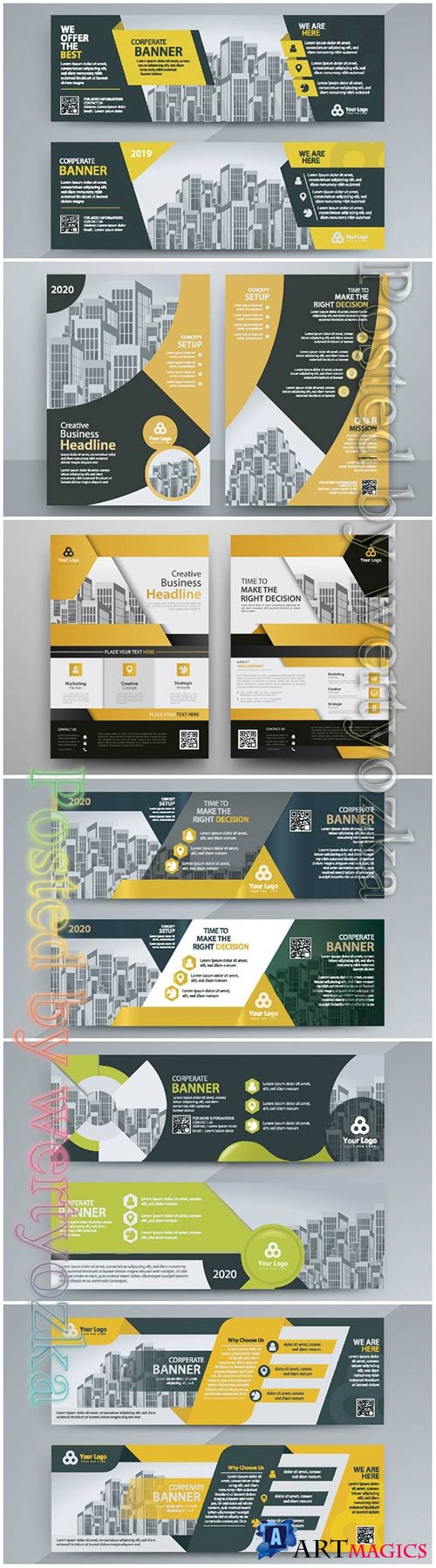 Corporate business banner, abstract vector brochure