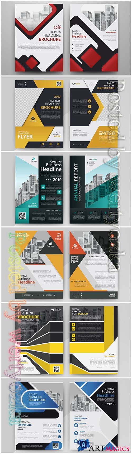 Business abstract vector template for brochure