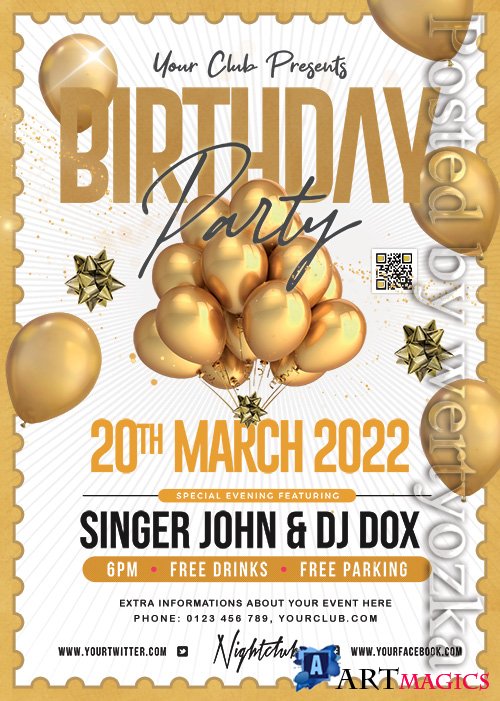 Birthday Night Party - Premium flyer psd template