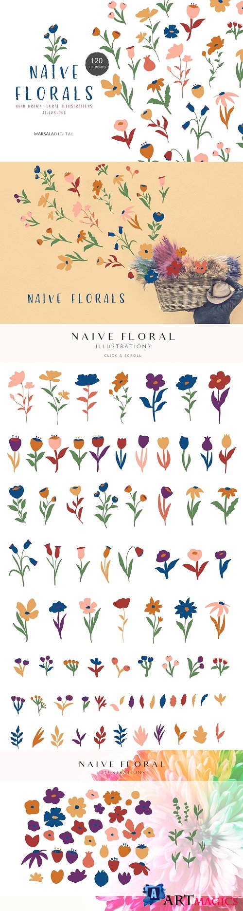 Naive Floral Illustrations - 4400767