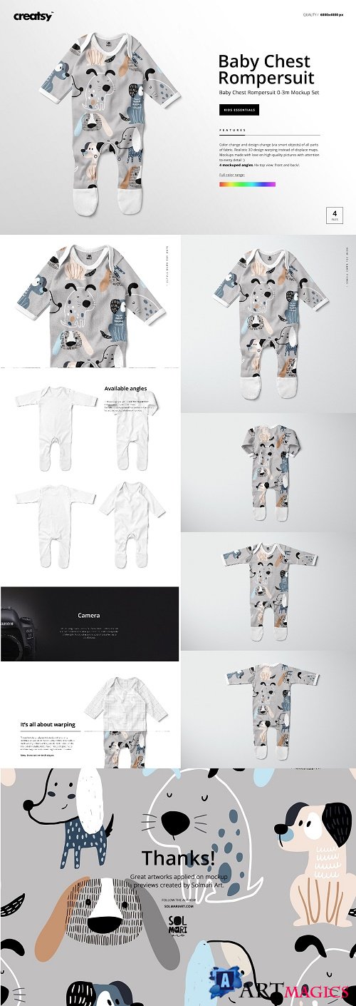 Baby Chest Rompersuit Mockup Set - 4434711