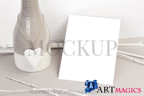 Card mockup with ceramic vase & FREE BONUS - 424688