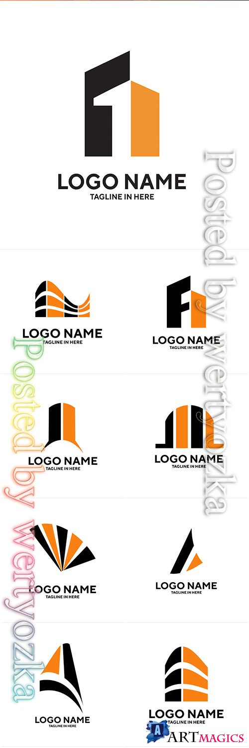 Construction and building company logos vector illustration