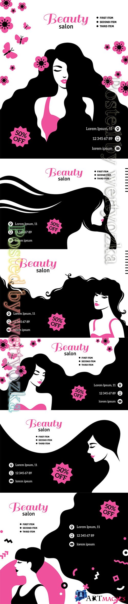Fashion woman card template, beauty salon