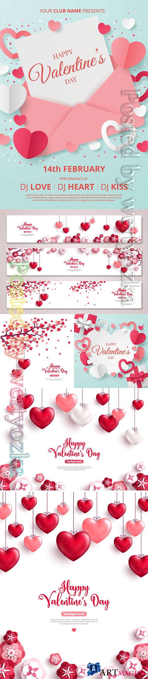 Valentines day vector background with heart # 4