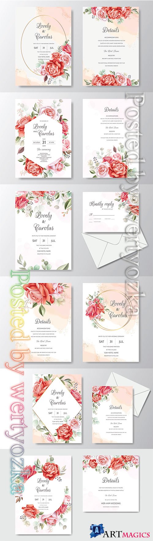 Beautiful floral wreath wedding invitation card template # 5