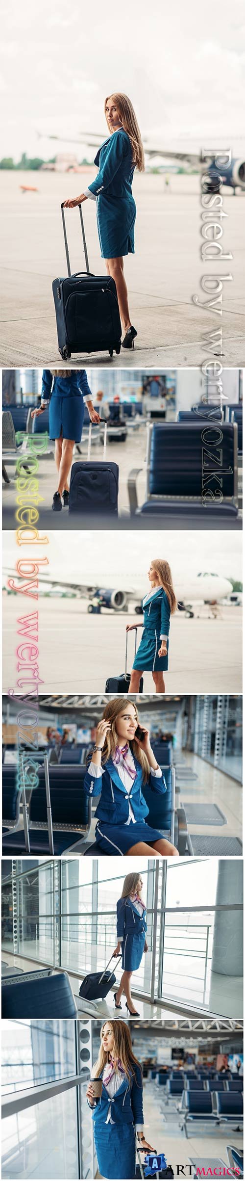 Stewardess beautiful stock photo