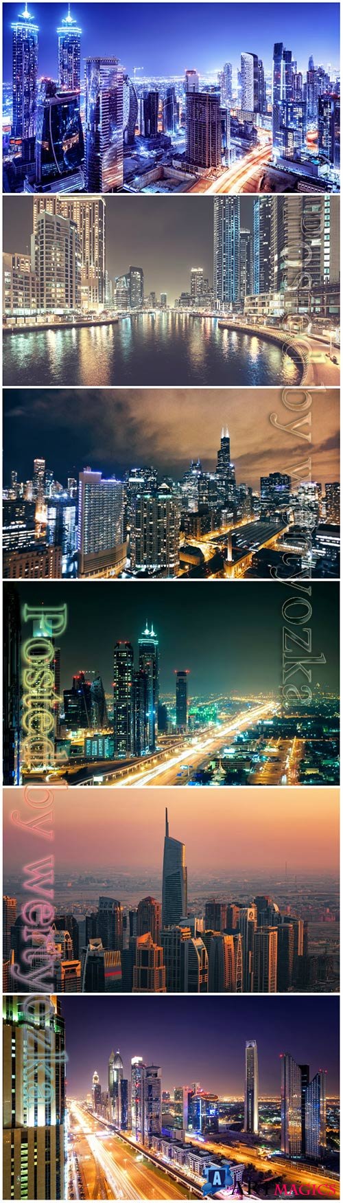 Night cities beautiful stock photo