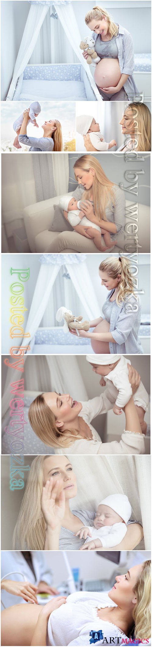 Happy mother with baby beautiful stock photo