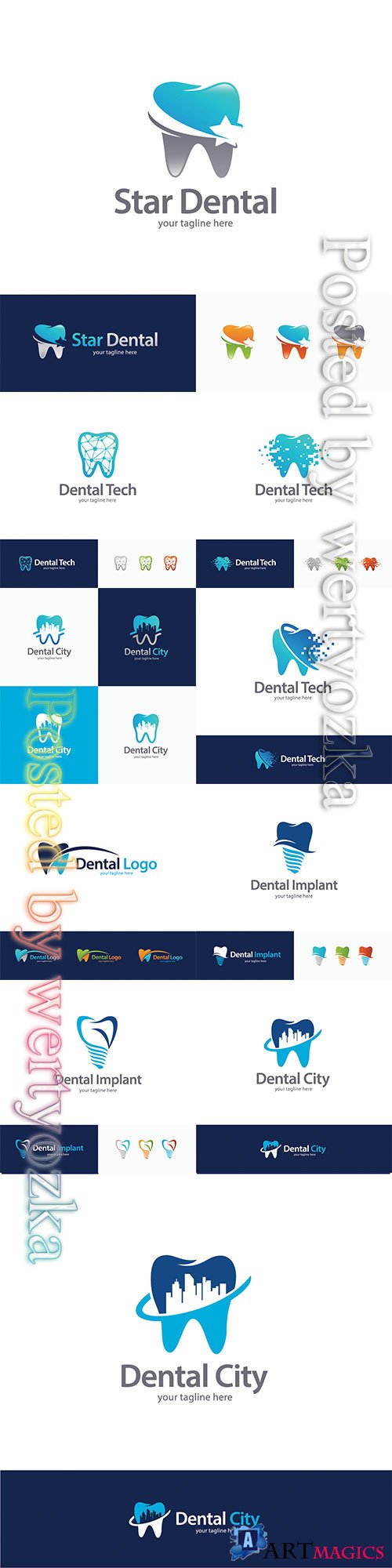 Dental logo collection vector illustration