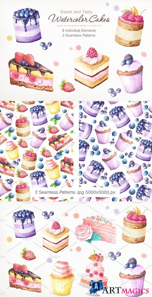 Watercolor Cakes Set - 584146