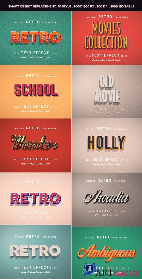 Retro Vintage Text Effects For Photoshop V1 - 25508009