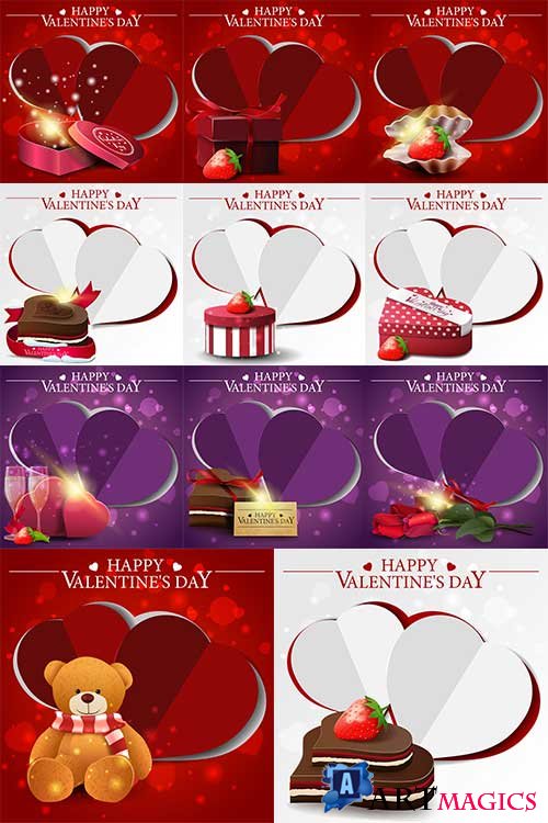         / Backgrounds for congratulations on Valentine's Day in vector