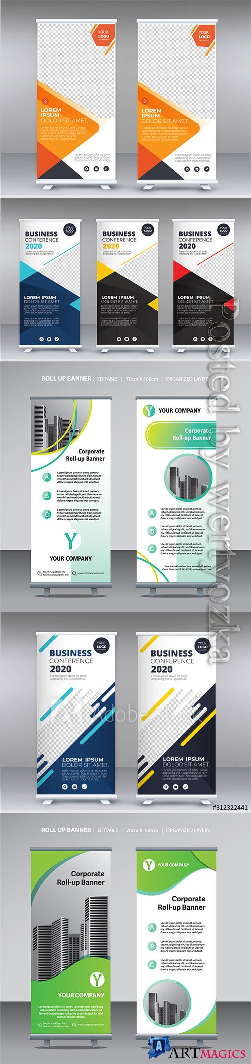 Business roll up banner, stand poster brochure