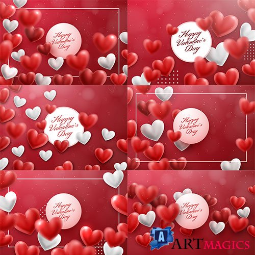       / Romantic backgrounds with hearts in vector