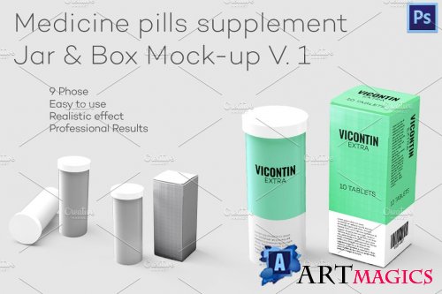 Pills supplement - Jar & Box Mock-up - 2105829