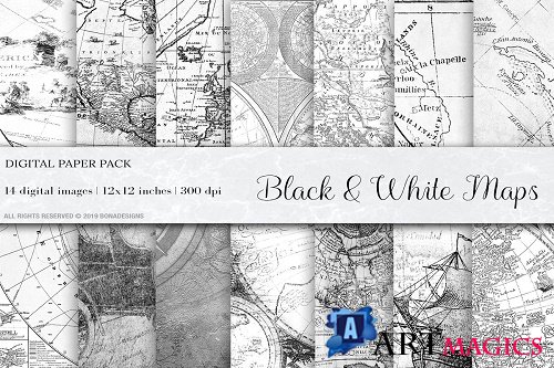 Black & White Vintage Maps - 4505950