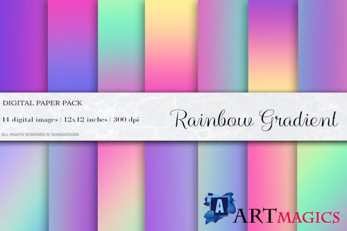 Rainbow Gradient Digital Papers - 4498386