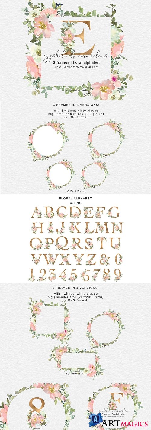 Blush Floral Frames & Alphabet - 4517298