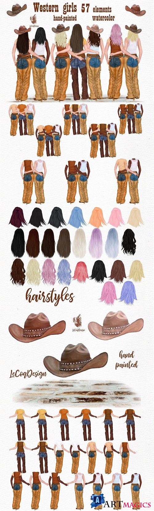 Western girls Cowgirls clipart - 4530380