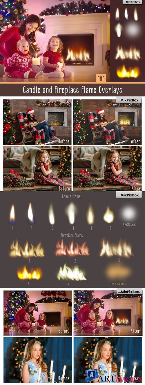 Candle and Fireplace Flame Overlays - 4372918